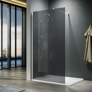 ELEGANT 1000mm Chrome Profile Wet Room Screen with 8mm Smoked Glass