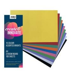 Create & Innovate Colour Paper A4 220gsm Pack of 100 - 10 Colours