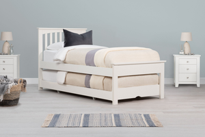 Heywood Soft White Solid Wood Guest Bed (Low Foot End) - 3ft Single