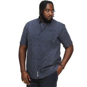 D555 Mens Brody Big & Tall All Over Micro Print Short Sleeve Shirt - Navy - 6XL / Navy