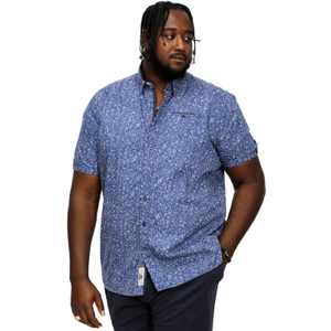 D555 Mens Kyle Big & Tall All Over Micro Print Short Sleeve Shirt - Blue - 6XL / Blue