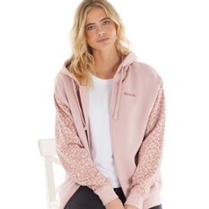 Bench Womens Liney Zip Thru Hoodie Light Dusky Pink