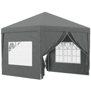 Outsunny 3x3(m) Pop-Up Gazebo, with Curtain Walls and Windows, Grey