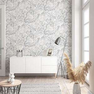 Galerie Eden Tropical Leaves Grey Wallpaper - 33308
