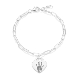 Silver Oval Clasp Handprint or Footprint Bracelet