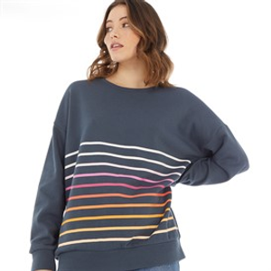 Board Angels Womens Stripe Sweatshirt Ombre Blue