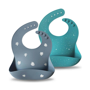 Tradewinds/Teal Silicone Baby Bib - 2 Pack