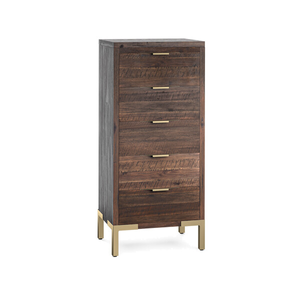 Madison Solid Hardwood and Metal 5 Drawer Tallboy