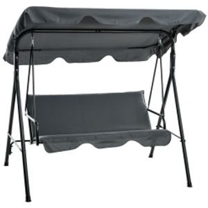 Outsunny Balancín de Jardín Exterior Columpio de 3 Plazas con Toldo Ajustable y Marco de Acero para Exterior 172x110x153 cm Gris