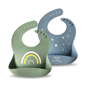 Sage/Tradewinds Silicone Baby Bib - 2 Pack