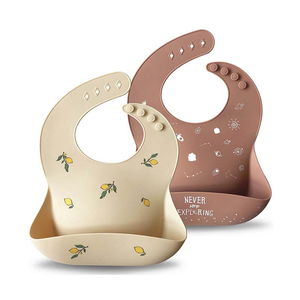 Shifting Sand/Burlwood Silicone Baby Bib - 2 Pack