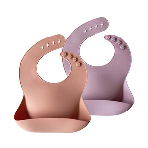 Muted/Pale Mauve Silicone Baby Bib - 2 Pack
