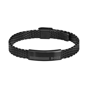 BOSS by Hugo Boss Jewellery Black Steel Men's Mesh Chain Bracelet - 1580612