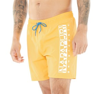 Napapijri Mens Box Logo Swim Shorts Yellow Kumquat