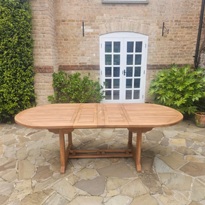 Heritage Extra Wide Teak Wood Outdoor Dining Table | 110cm Wide | Extending | Oval