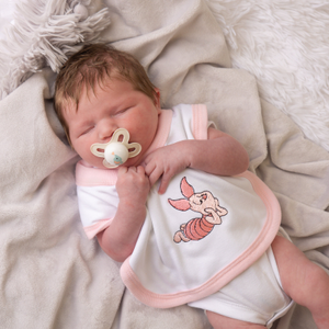 Piglet White & Pink Cotton Bib