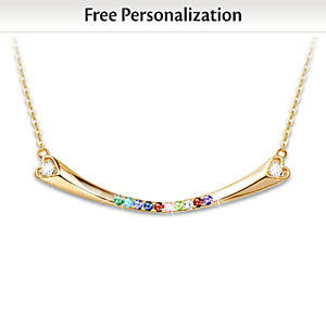 2 Diamonds & Family Birthstones Personalized Necklace