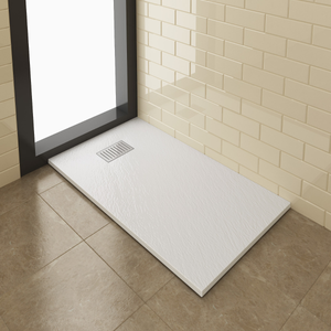 ELEGANT 1200x800mm Stainless Steel Stripe Grate Slate Effect Anti-Slip Rectangle Shower Tray + 90mm Waste