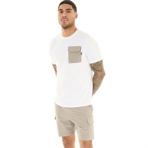 Closure London Mens Contrast Pocket T-Shirt And Shorts Set White/Stone