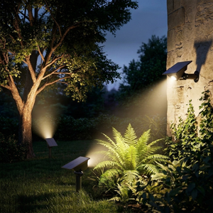 Auraglow Solar Spike Ground or Wall Spotlight - Two Pack