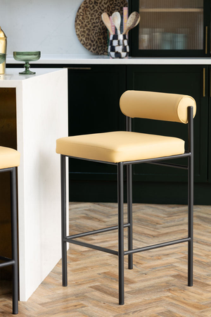 Sand Faux Leather Roll Back Bar Stool