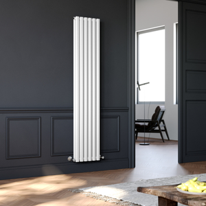 ELEGANT 1800x360 White Oval Double Panel Slim Designer Radiator Vertical Radiator