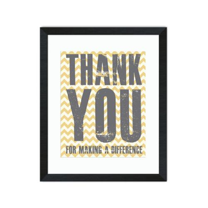 Thank You Difference Yellow Inspirational Art