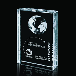 Ambassador Globe Rectangle Crystal Award