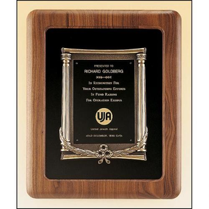 Solid American Walnut Plaque with Bronze Details & Laurel Details