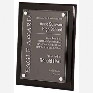 Black Piano Finish Award with Floating Rectangle Acrylic Plaque