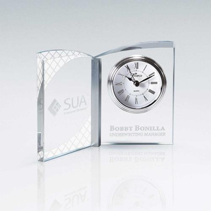 Clear Crystal Arched Book Clock