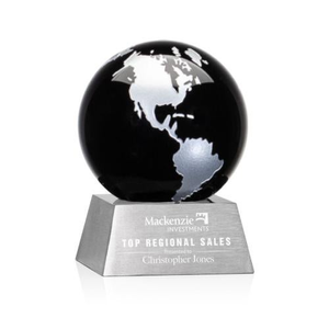 Ryegate Black/Silver Globe Crystal Award