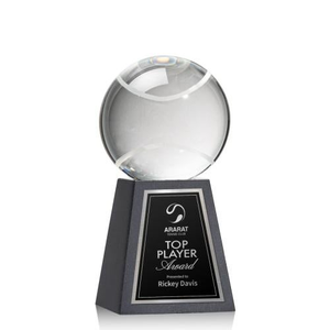 Tennis Ball Globe on Tall Marble Base Crystal Award