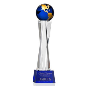 Havant Globe Blue/Gold Spheres Crystal Award
