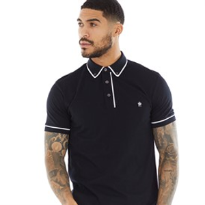 French Connection Mens Piping Polo Shirt Marine/White
