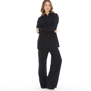 Board Angels Womens Set Long Shirt And Trousers Set Black