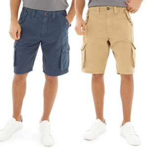 Onfire Mens Two Pack Cargo Shorts Blue/Stone
