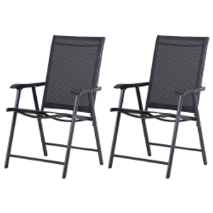 Outsunny Conjunto de 2 Sillas Plegables para Exterior con Reposabrazos para Jardín Terraza Carga 110 kg 58x64x94 cm Negro