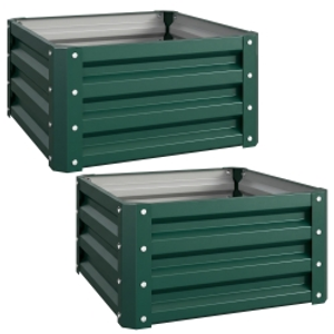 Outsunny Set of Two 60 x 60cm Steel Planter Boxes - Green