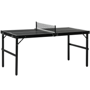 SPORTNOW Mesa de Ping Pong Plegable con Marco de Aluminio y Red para Interiores y Exteriores 152x76x72 cm Negro
