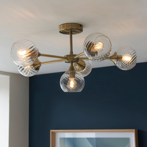 Endon Allegra 6lt Semi flush Antique Brass