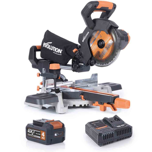 Evolution R185SMS-LI 185mm 18V li-ion EXT Cordless Sliding Mitre Saw with 1x 4.0Ah Battery