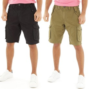 Onfire Mens Two Pack Cargo Shorts Black/Khaki