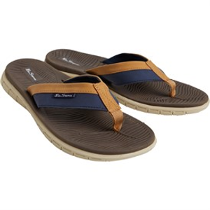 Ben Sherman Mens Surfside Flip Flops Navy/Tan