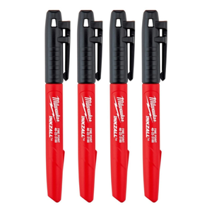 Milwaukee 4932480551 Inkzall Fine Tip Marker Black 4 Piece