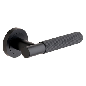 Marylebone Lever on Rose Knurled Door Handle - Matte Black - Pair - Designer Levers
