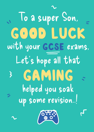 Big Chat To A Super Son Good Luck With Your GCSE Exams Typography Good Luck Exams Card