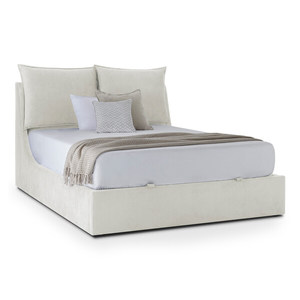 Wren King-Size Ottoman Bed in Smooth Stone Fabric