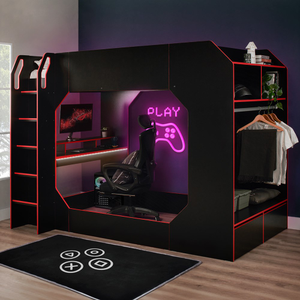 Recoil Boss Pod Small Double Gaming High Sleeper with Storage Black & Red