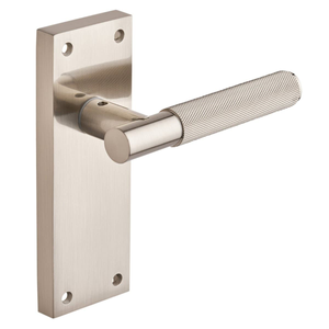 Marylebone Knurled Lever Latch Door Handle on Backplate - Satin Nickel - Pair - Designer Levers